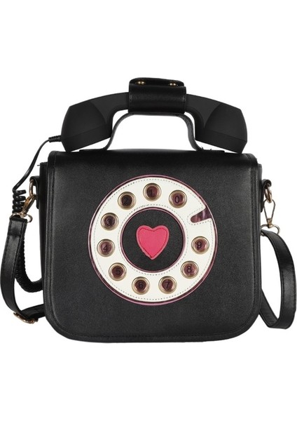 Sevimli Telefon Şekilli Crossbody Çanta Komik Omuz Çantası Kılıf Çanta Satchel Siyah Beyaz (Yurt Dışından)