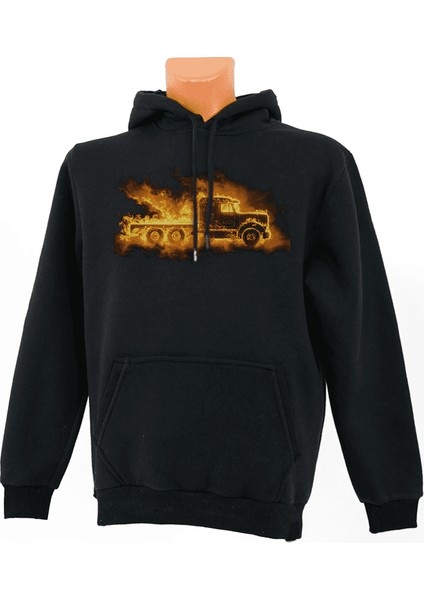 Yanan Kamyon Baskılı Sweatshirt