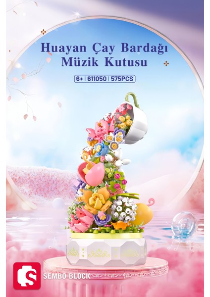 Sembo Block Huayan Cayı Muzikli Florist Seti 575 Parça Yapı Blokları LEGO ile Uyumlu (611050)