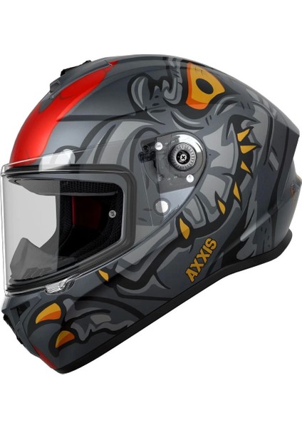 Draken S Dınotoon B5 Mat Gri-Kırmızı + Siyah Vizör