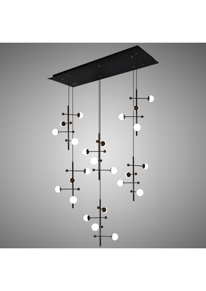 Kayra Siyah 6'lı Sıralı 24 Watt Modern Sarkıt Koridor, Yemek Masası Üstü, Salon Sarkıt LED Avize fiyatları