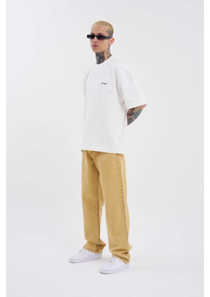Baggy Relaxed Jean Efektli Pantolon Golden Asıt fırsatları