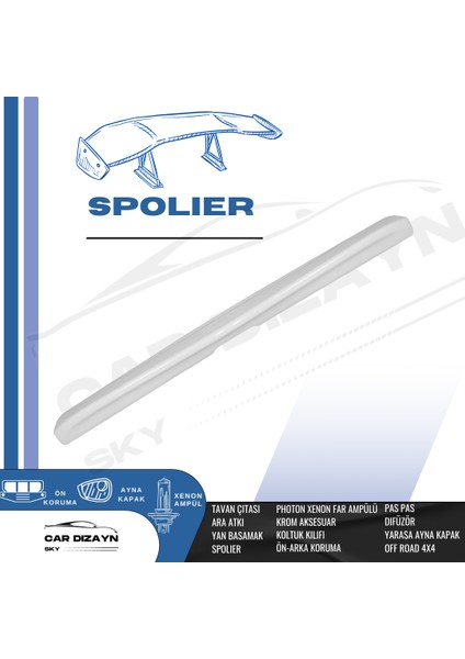 Car Dizayn Ford Connect Beyaz Boyalı Spoiler 2002-2003-2004-2005-2006-2007-2008-2009-2010-2011-2012-2013-2014 Model