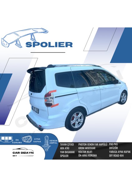 Car Dizayn Ford Courier Siyah Boyalı Spoiler 2013-2014-2015-2016-2017-2018-2019-2020-2021-2022-2023 Model