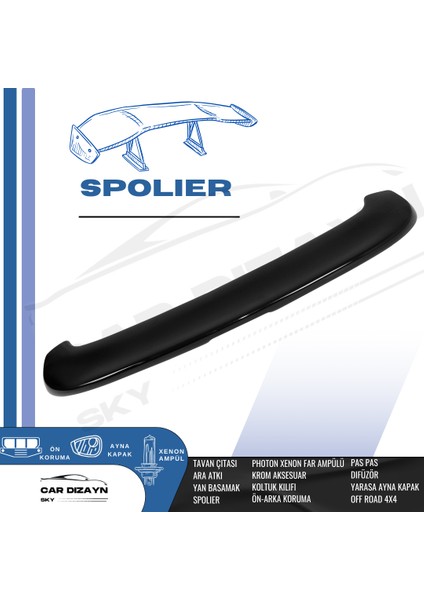 Car Dizayn Ford Courier Siyah Boyalı Spoiler 2013-2014-2015-2016-2017-2018-2019-2020-2021-2022-2023 Model