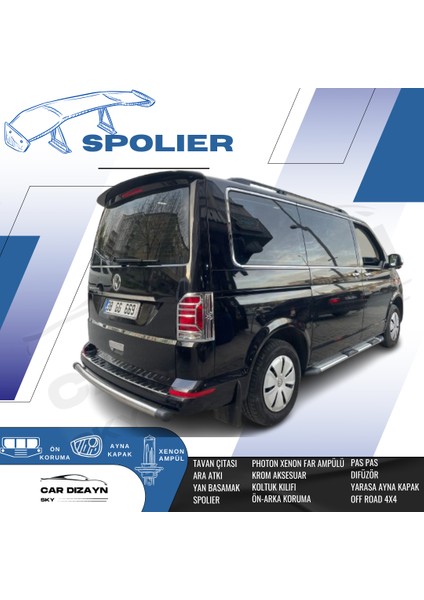 Car Dizayn Volkswagen Transporter Siyah Boyalı Spoiler 2003-2004-2005-2006-2007-2008-2009-2010-2011-2012-2013-2014-2015 Uyumludur