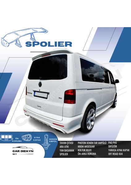 Car Dizayn Volkswagen Transporter Beyaz Boyalı Spoiler 2015-2016-2017-2018-2019-2020-2021-2022-2023 Uyumludur