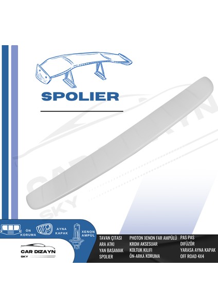 Car Dizayn Volkswagen Transporter Beyaz Boyalı Spoiler 2015-2016-2017-2018-2019-2020-2021-2022-2023 Uyumludur