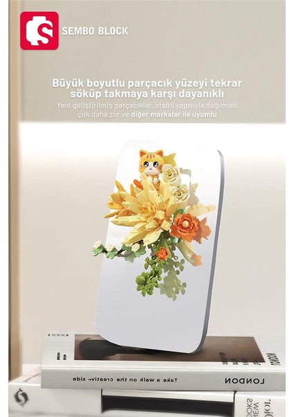 Orange Flower Stream Dekoratif Çiçekler 200 Parça Yapı Blokları LEGO ile Uyumlu (611086)