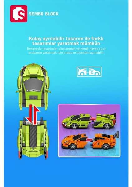 Sembo Block Famous Cars Zonda R 254 Parça Yapı Blokları LEGO ile Uyumlu (714007)