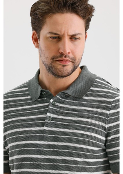 Çizgili Düğmeli Polo Yaka Triko T-Shırt (E24-EZE-25) indirimleri