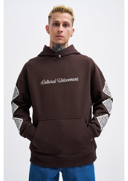 Erkek Patched Ethnic Koyu Kahve Hoodie fiyatları