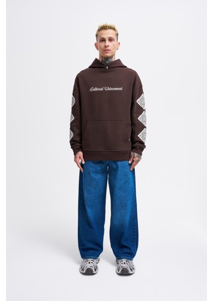 Erkek Patched Ethnic Koyu Kahve Hoodie indirimleri
