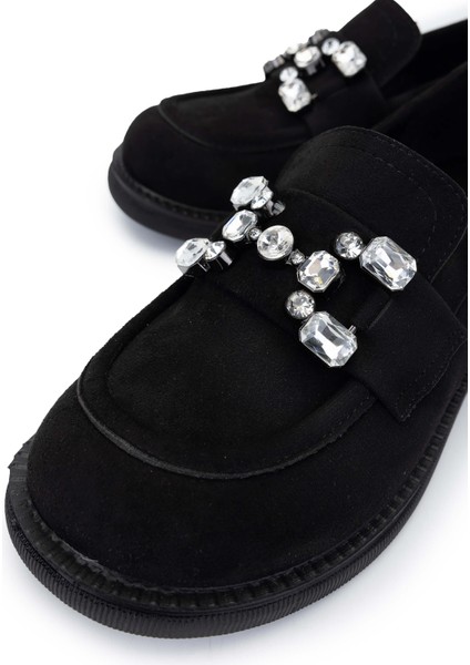 Kadın Deri Siyah Süet Loafer Ayakkabı 1065 60-2071 Bn Ayk SK24-25 Sıyah Suet modelleri