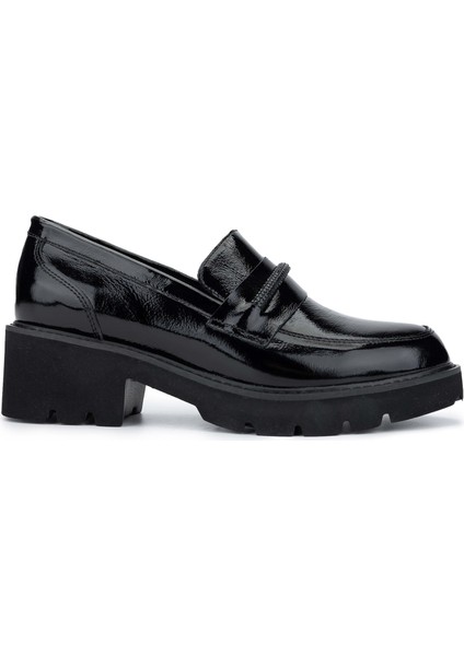 Kadın Deri Siyah Rugan Loafer Ayakkabı 231 307 Bn Ayk SK24-25 Sıyah Rgn