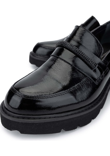 Kadın Deri Siyah Rugan Loafer Ayakkabı 231 307 Bn Ayk SK24-25 Sıyah Rgn modelleri
