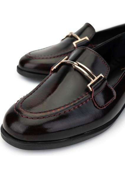 Kadın Deri Bordo Loafer Ayakkabı 1062 01 Bn Ayk SK24-25 Bordo Acma modelleri