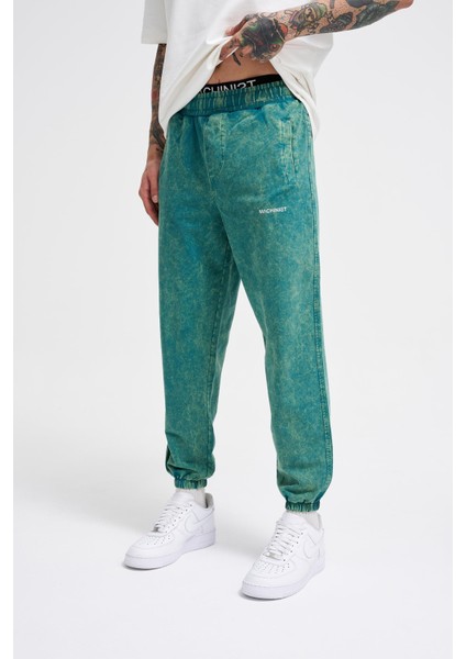 Erkek Luxury Basic Yıkamalı Jogger Eşofman Altı Oıl Green Spotted fiyatları