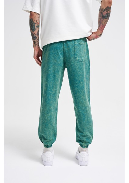 Erkek Luxury Basic Yıkamalı Jogger Eşofman Altı Oıl Green Spotted indirimleri