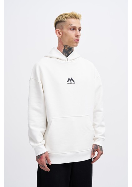 Erkek M Shaped Pactwork Ekru Hoodie