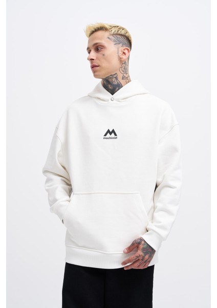 Erkek M Shaped Pactwork Ekru Hoodie
