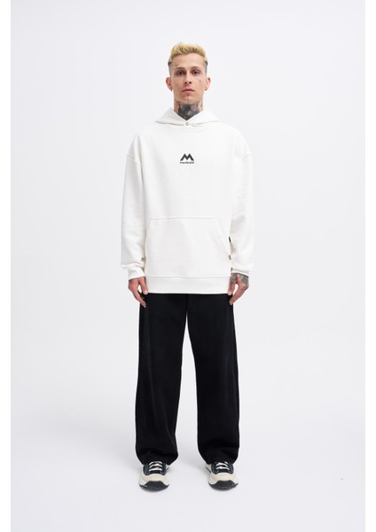 Erkek M Shaped Pactwork Ekru Hoodie