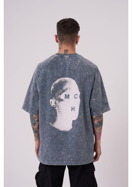 Erkek Be Original Baskılı Yıkamalı Oversize Ghost Spotted Tişört