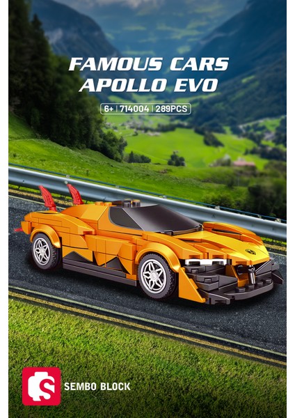 Sembo Block Famous Cars Apollo Evo 289 Parça Yapı Blokları LEGO ile Uyumlu (714004)