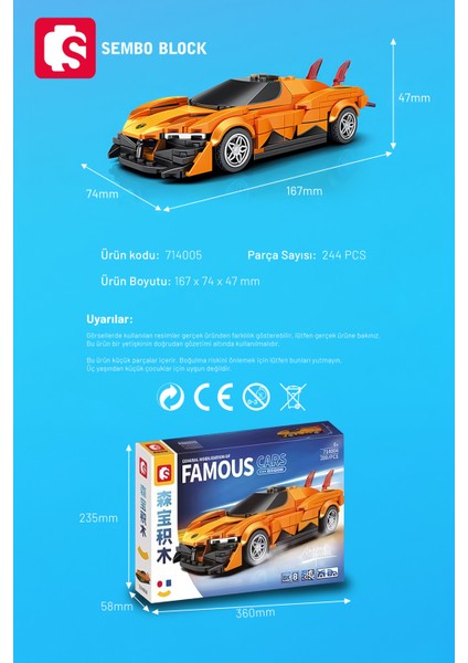 Sembo Block Famous Cars Apollo Evo 289 Parça Yapı Blokları LEGO ile Uyumlu (714004)