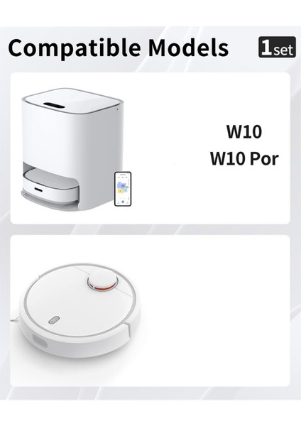 W10/W10 Pro Robot Süpürge Ana Yan Fırça Hepa Filtre Paspas Bezi Yedek Parçaları (Yurt Dışından)