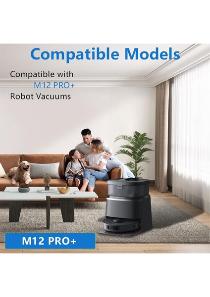 M12 Pro+ Robot Süpürge Ana Yan Fırça Hepa Filtre Paspas Bezi Toz Torbaları Yedek Parçaları (Yurt Dışından)