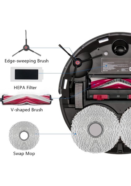 M12 Pro+ Robot Süpürge Ana Yan Fırça Hepa Filtre Paspas Bezi Toz Torbaları Yedek Parçaları (Yurt Dışından)