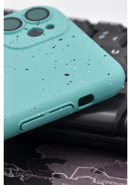 iPhone 11 Uyumlu Mint Yeşil Benekli Desenli Ince Sert Kapak Kılıf Kamera Lens Korumalı modelleri
