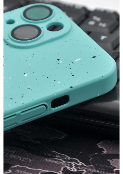 iPhone 13 Uyumlu Mint Yeşil Benekli Desenli Ince Sert Kapak Kılıf Kamera Lens Korumalı modelleri