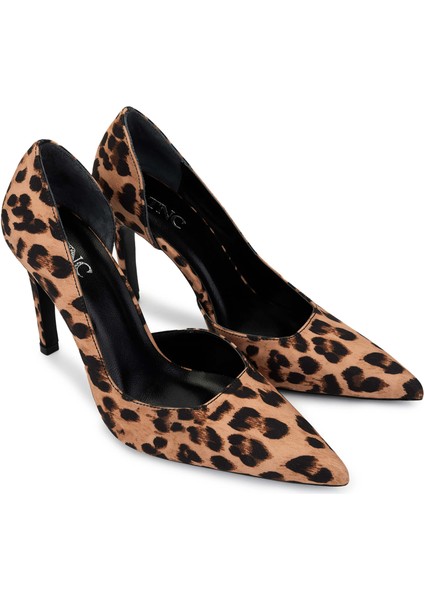Kadın Vegan Leopar Topuklu Ayakkabı 1073 613 Bn Ayk SK24-25 Leopar