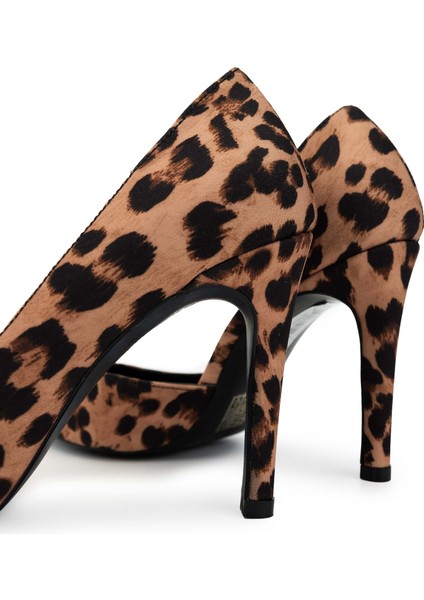 Kadın Vegan Leopar Topuklu Ayakkabı 1073 613 Bn Ayk SK24-25 Leopar