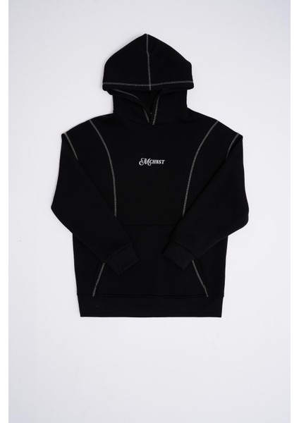 Erkek Straddie Siyah Hoodie