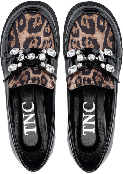 Kadın Deri Siyah Rugan/leopar Loafer Ayakkabı 1065 60-2071 Bn Ayk SK24-25 Syh Rgn/leopar indirimleri