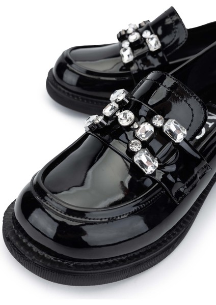 Kadın Deri Siyah Rugan Loafer Ayakkabı 1065 60-2071 Bn Ayk SK24-25 Sıyah Rgn modelleri