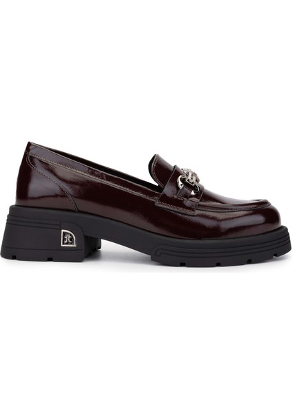 Kadın Deri Bordo Rugan Loafer Ayakkabı 33 2005-1 Bn Ayk SK24-25 Bordo Rgn