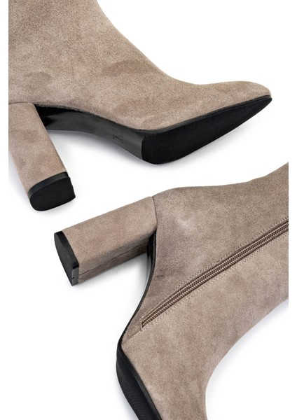 Kadın Hakiki Deri Vizon Süet Topuklu Bot 1074 2040 Bn Bot SK24-25 Vızon Suet indirimleri