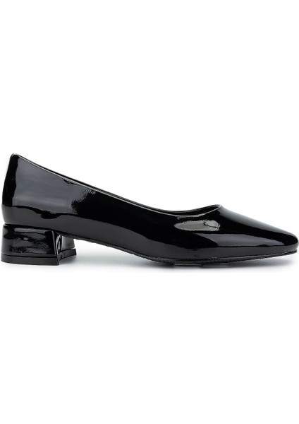 Kadın Vegan Siyah Rugan Topuklu Ayakkabı 1073 118 Bn Ayk SK24-25 Sıyah Rgn