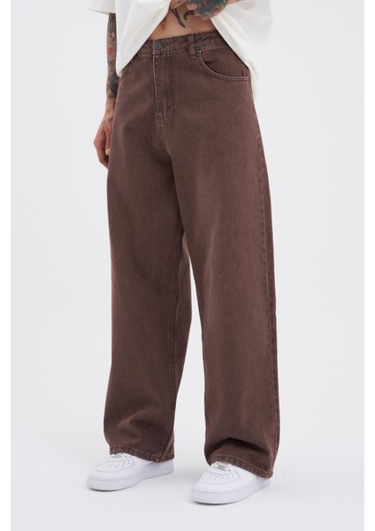Erkek Oversize Baggy Jean Coffee Asit