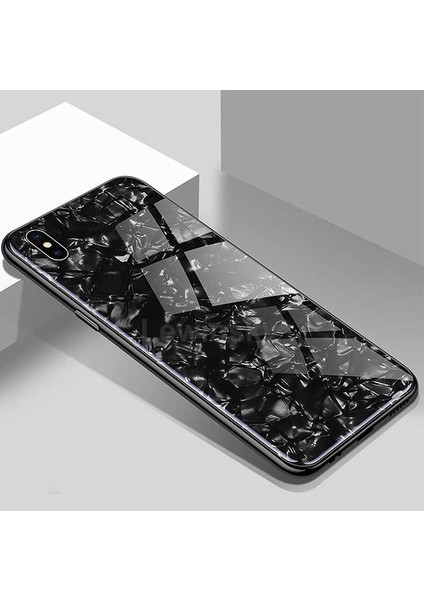 iPhone Xs Max Kılıf Mermer Desenli Marbel Cam Silikon Kılıf
