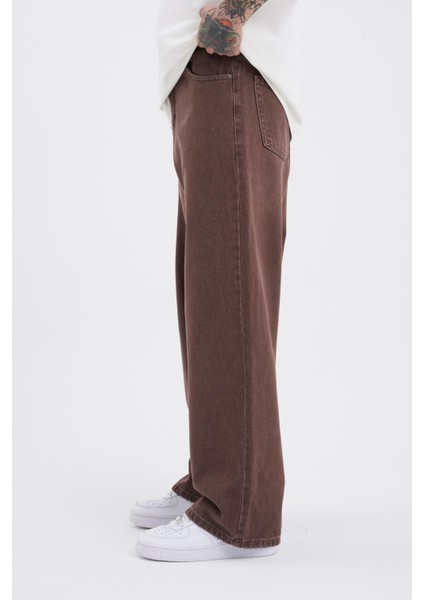 Erkek Oversize Baggy Jean Coffee Asit modelleri