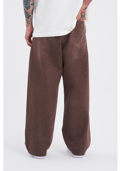 Erkek Oversize Baggy Jean Coffee Asit fırsatları