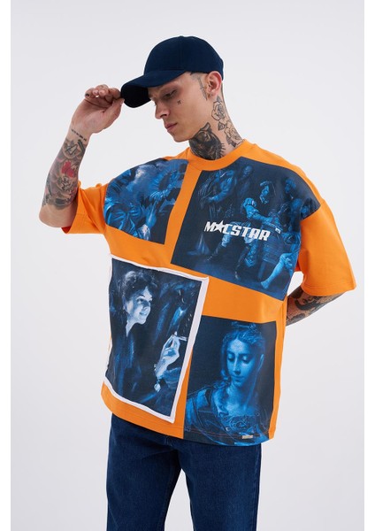 Erkek Macstar Vintage Oversize Turuncu Tişört fiyatları