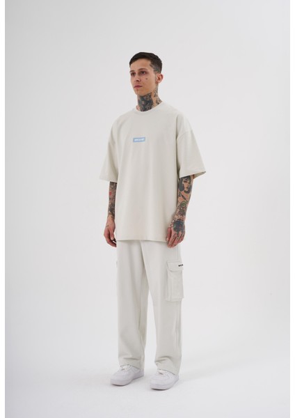 Erkek My Life Is Comedy Baskılı Oversize Gri Tişört