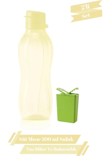 Süt Mısır 500 ml Suluk Matara & Tuzluk Karabiberlik 2'li Set