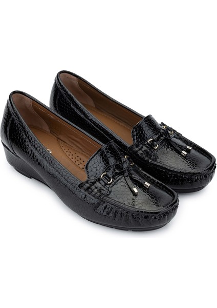 Kadın Deri Siyah Loafer Ayakkabı 1065 128-06 Bn Ayk SK24-25 Syh Dr/ptk Bsk